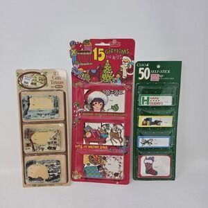 NOS 3 Packs Sealed Vintage Christmas Gift Tags Courier & Ives Cleo Papercraft